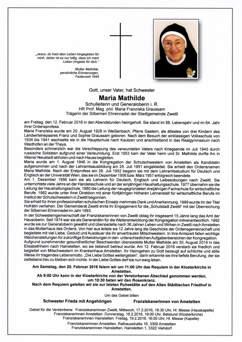 Parte SR Maria Mathilde Graussam