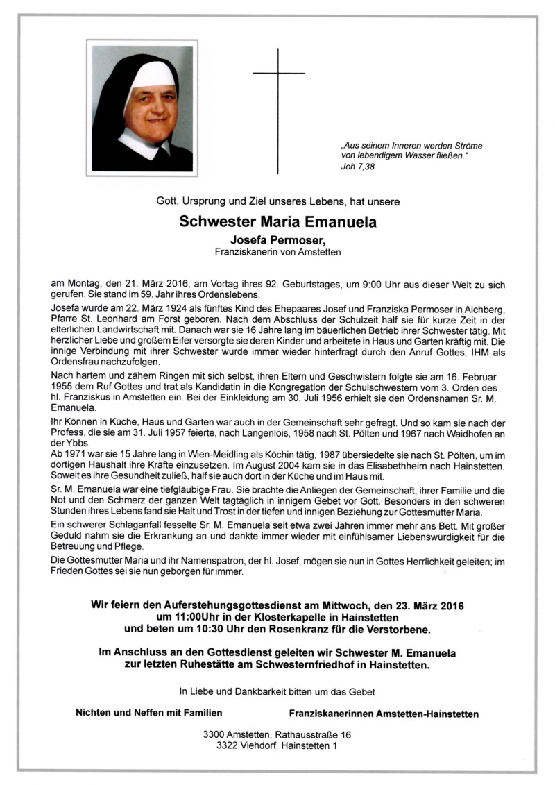 Parte Sr. Maria Emanuela