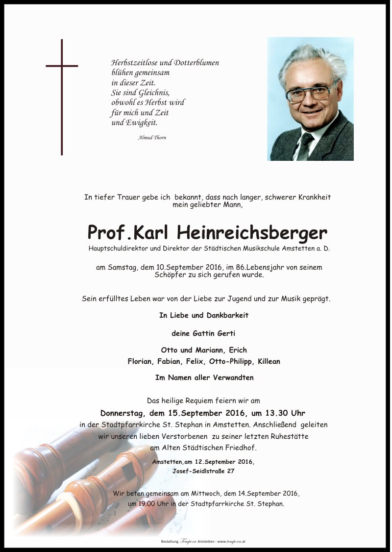 Parte Prof. Karl Heinreichsberger