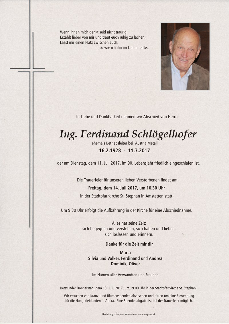 Parte Ing. Ferdinand Schlögelhofer Ing.