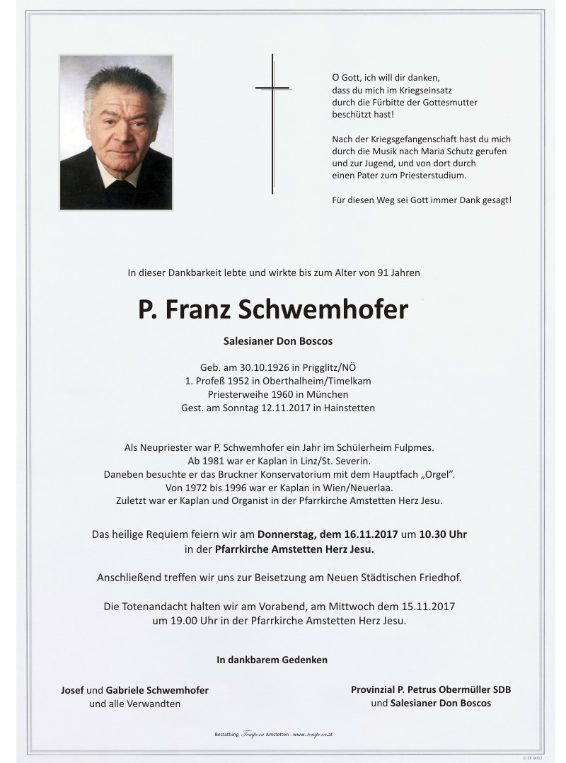 Parte Pater Franz Schwemhofer