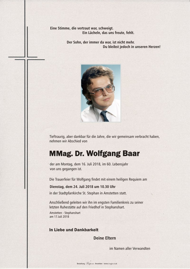 Parte MMag. Dr. Wolfgang Baar