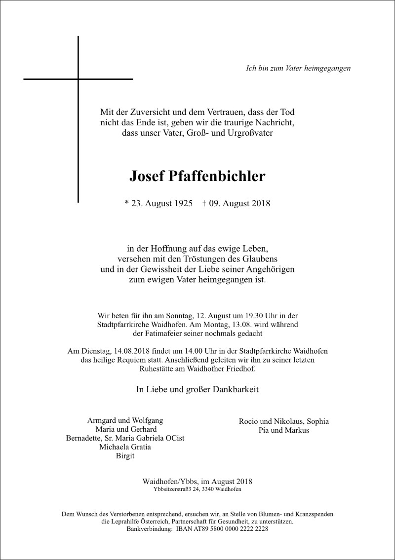 Parte Josef Pfaffenbichler