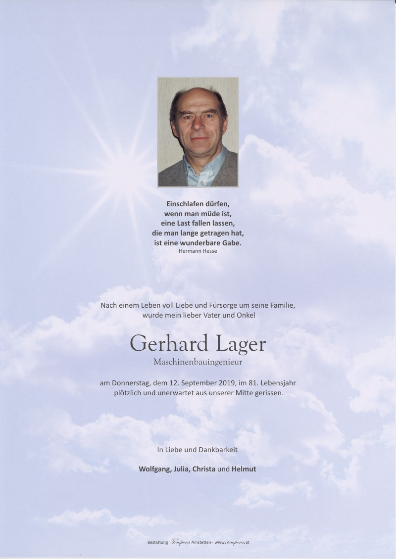 Parte Ing. Gerhard Lager