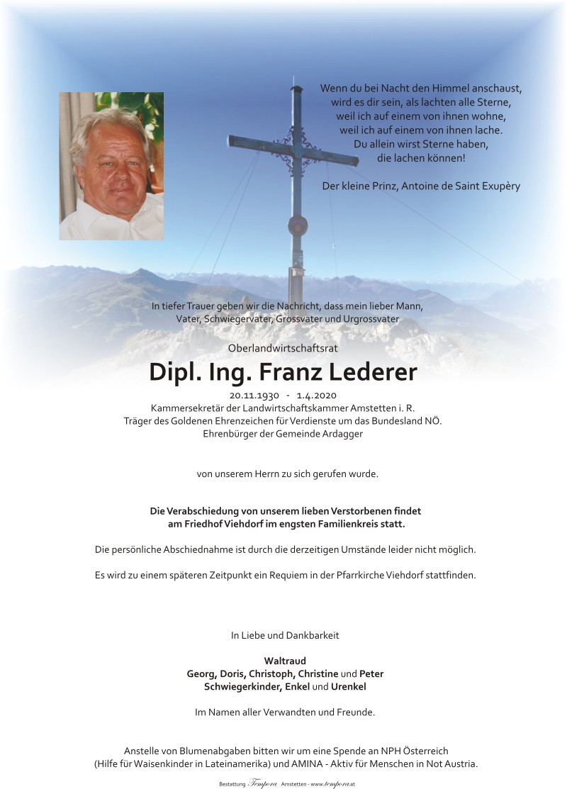 Parte Dipl. Ing. Franz Lederer