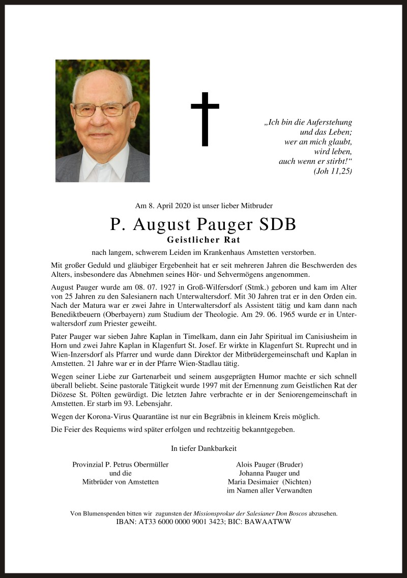 Parte P. August Pauger SDB