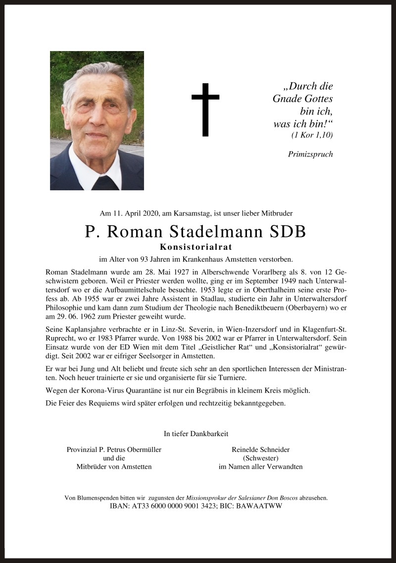Parte P. Roman Stadelmann SDB
