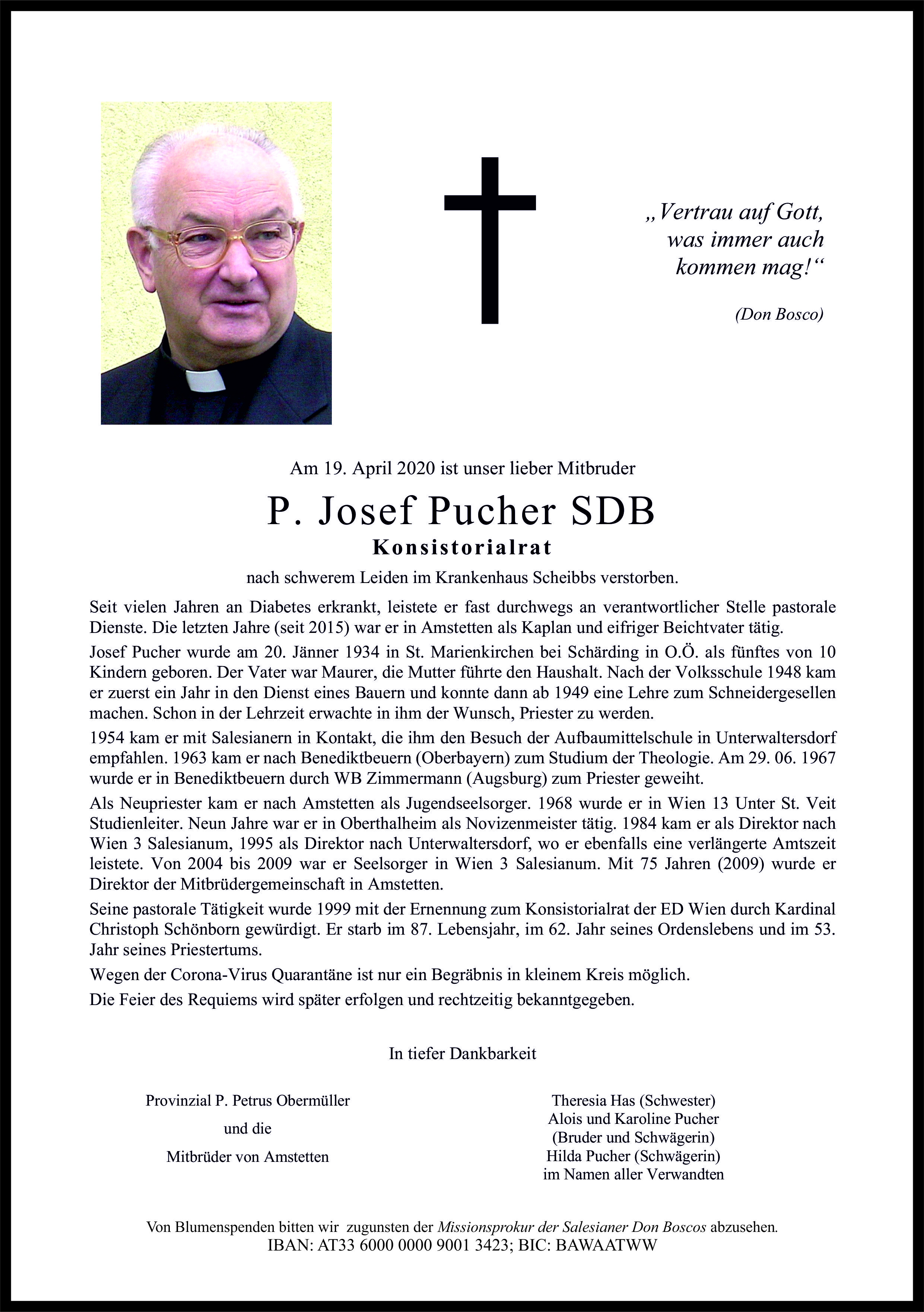 Parte P. Josef Pucher SDB