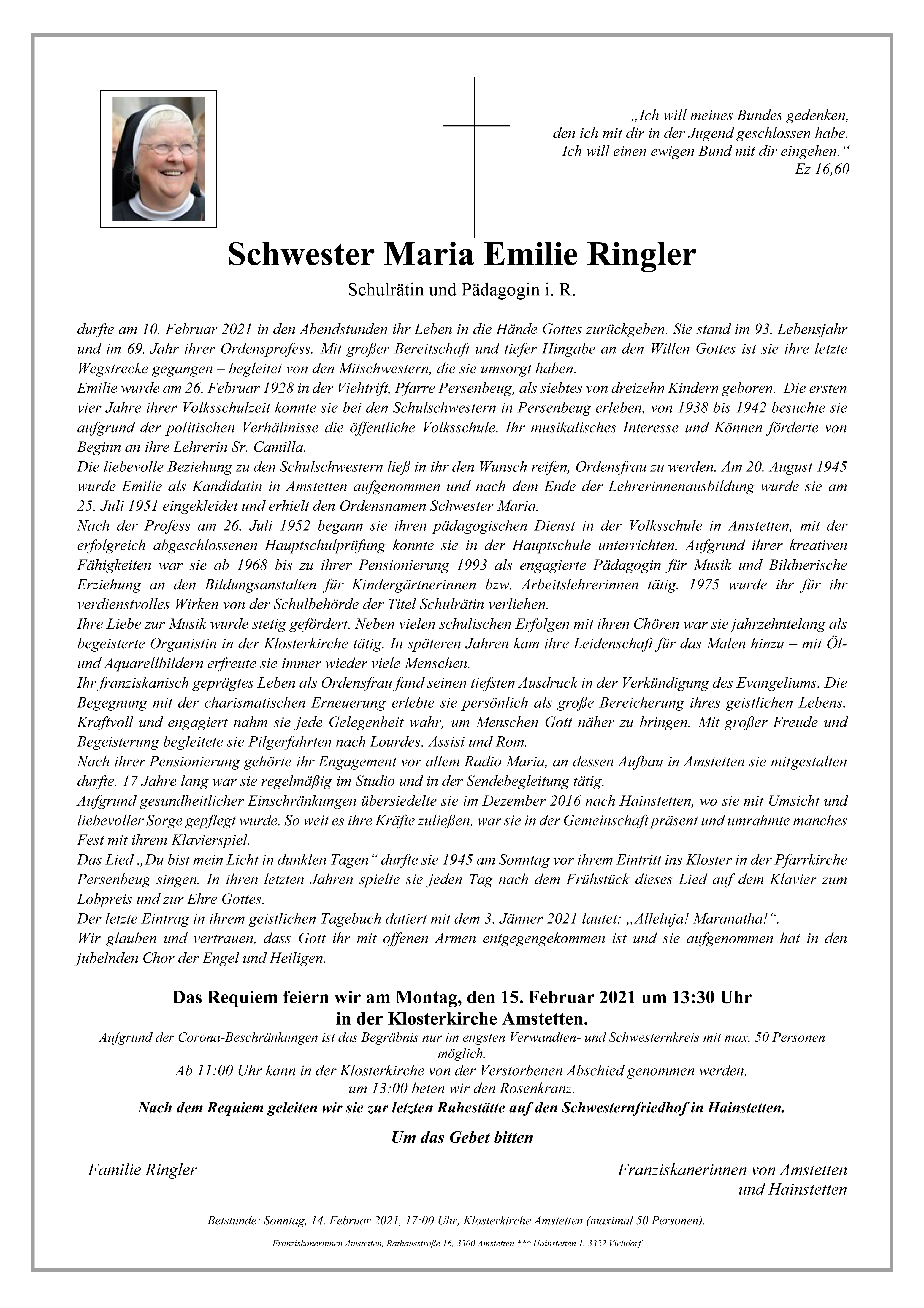 Parte Sr. Maria Emilie Ringler
