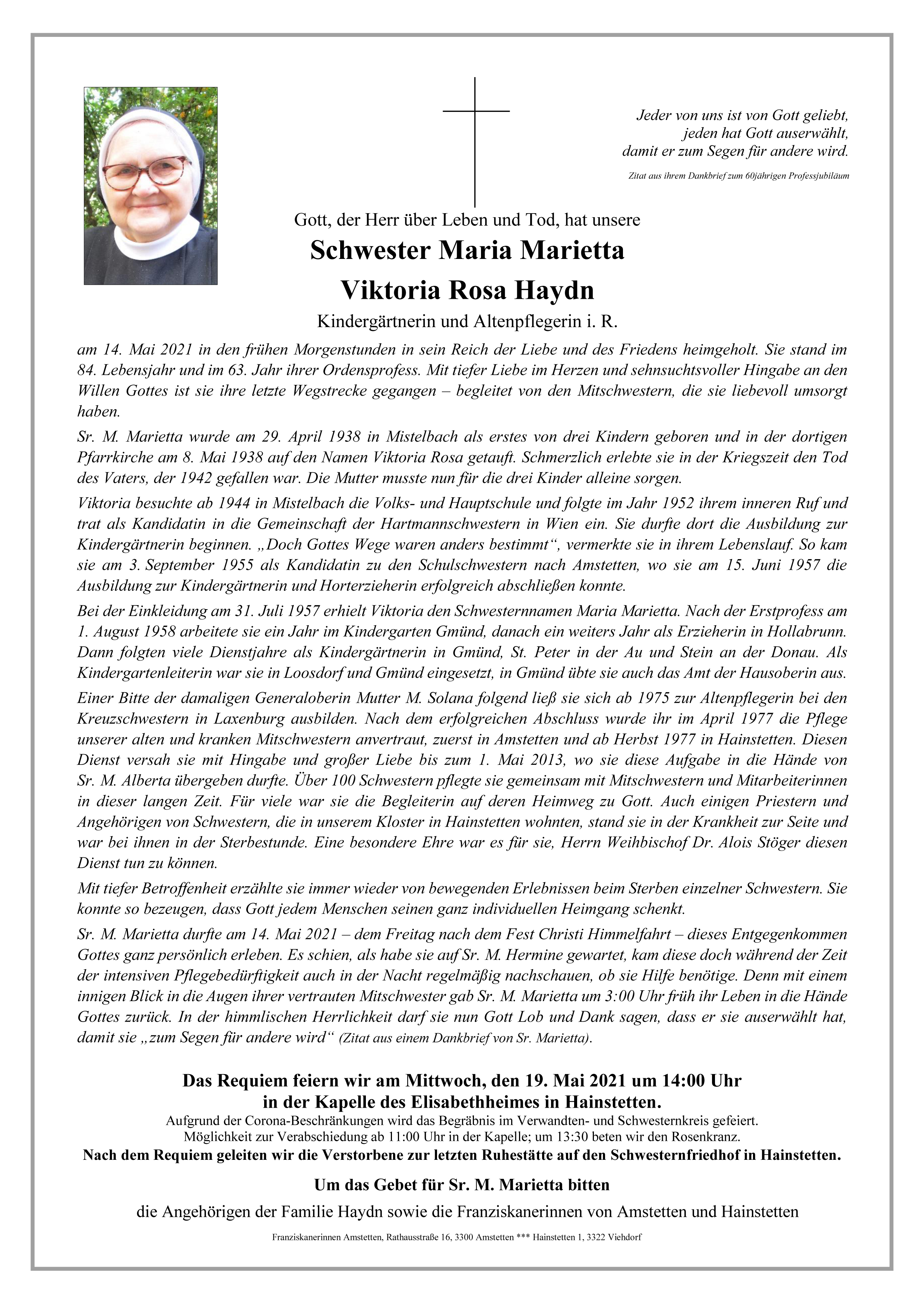 Parte Sr. Marietta, Haydn Viktoria
