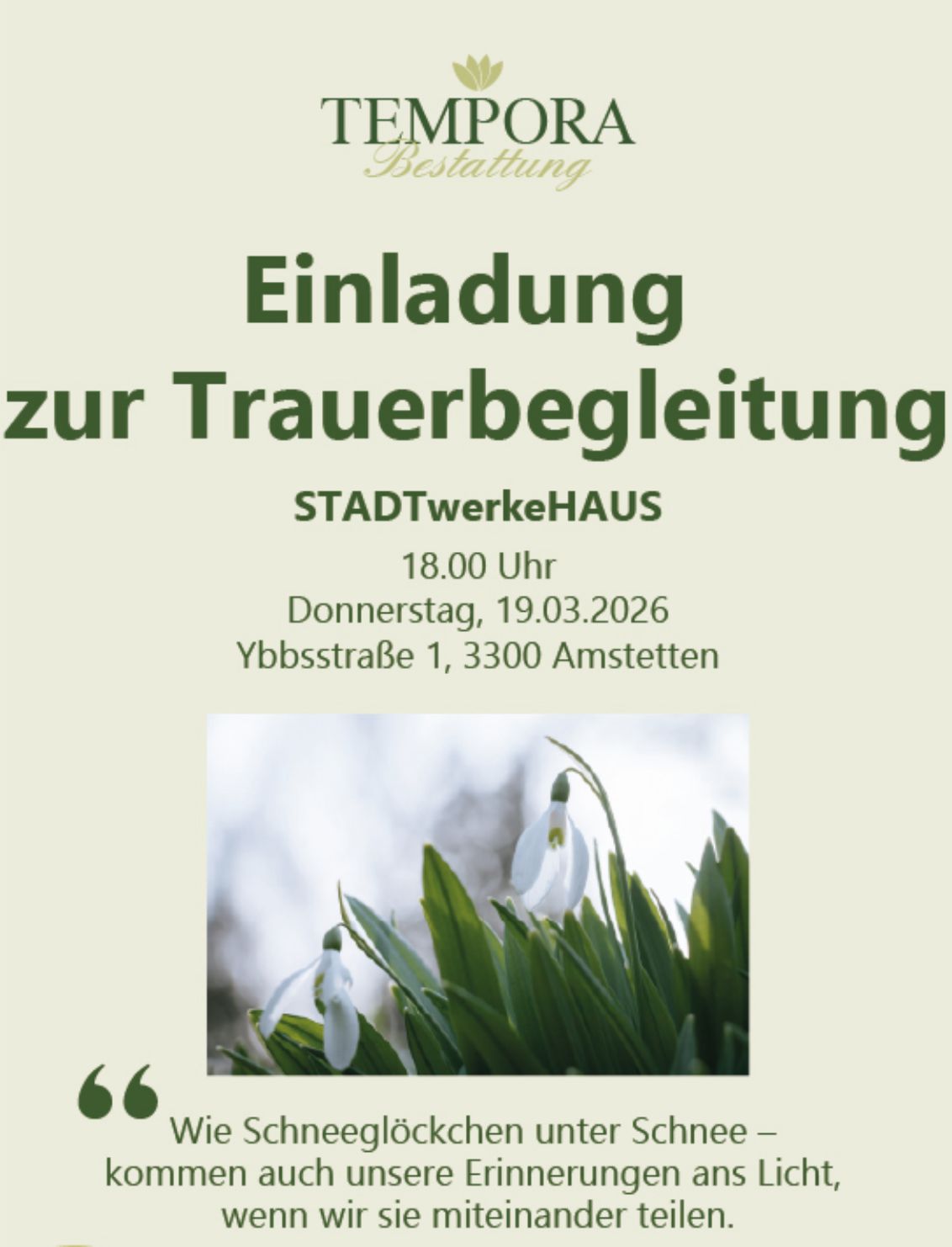 Trauergruppe Amstetten Tempora Saal